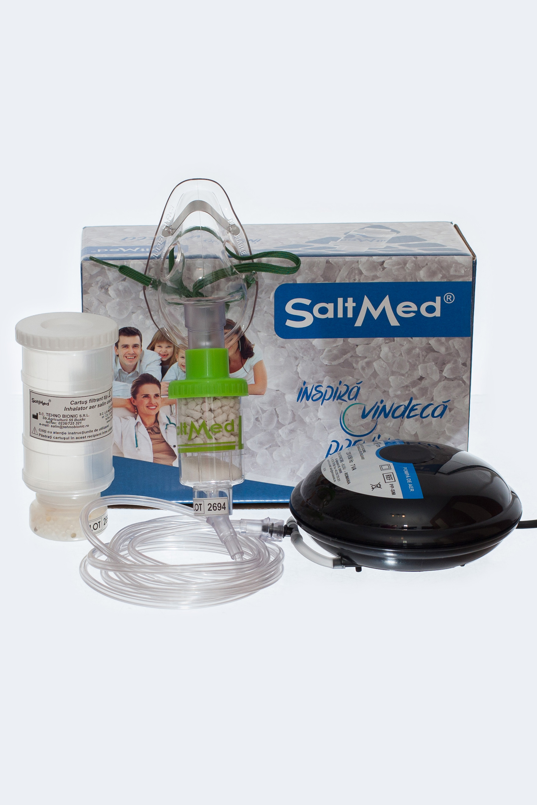 Components of the SaltMed saline inhalator